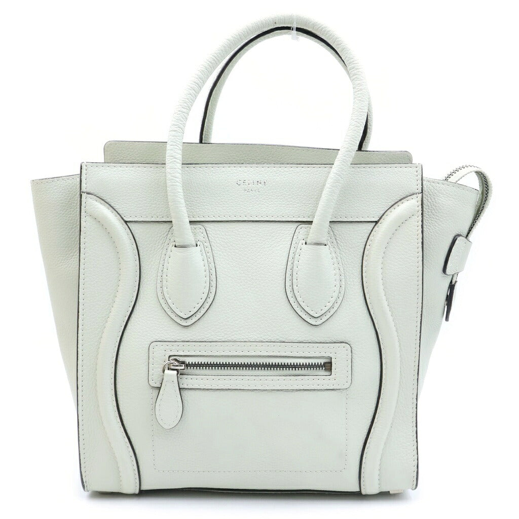 CELINE(セリーヌ) ラゲージ マイクロ ミネラル ハンドバッグ トートバッグ ライトグリーン レザー シルバー金具