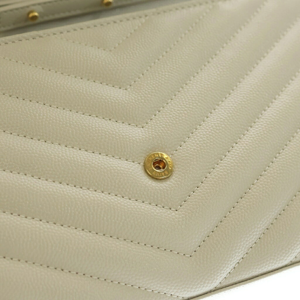 SAINT LAURENT PARIS(サンローランパリ) カサンドラ エンベロープ チェーンウォレット ショルダーバッグ ホワイト レザー 393953 ゴールド金具