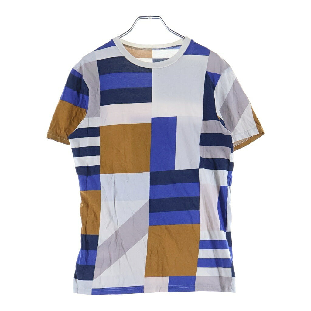 DIOR(ディオール) カラーブロック パッチワーク Tシャツ 半袖カットソー ホワイト/ブルー コットン
