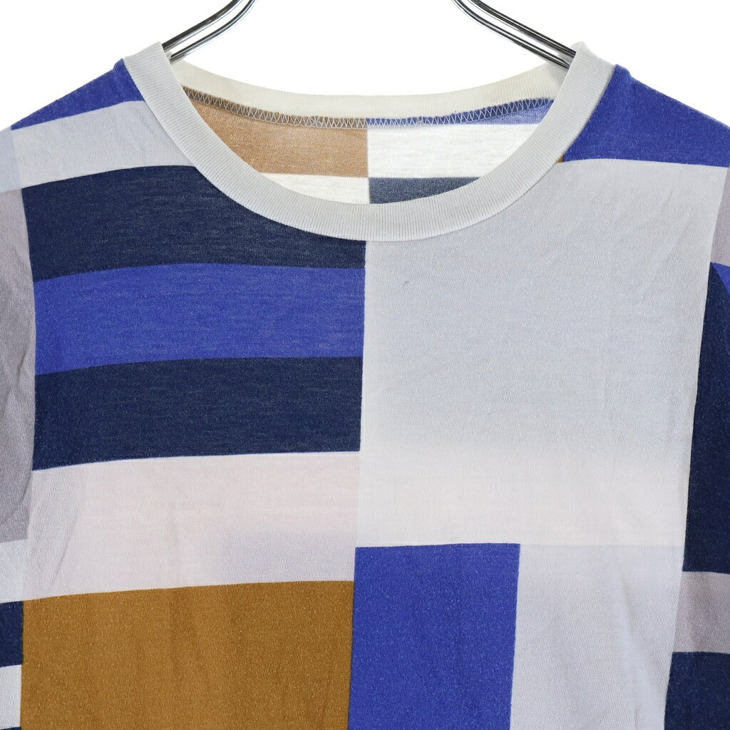 DIOR(ディオール) カラーブロック パッチワーク Tシャツ 半袖カットソー ホワイト/ブルー コットン