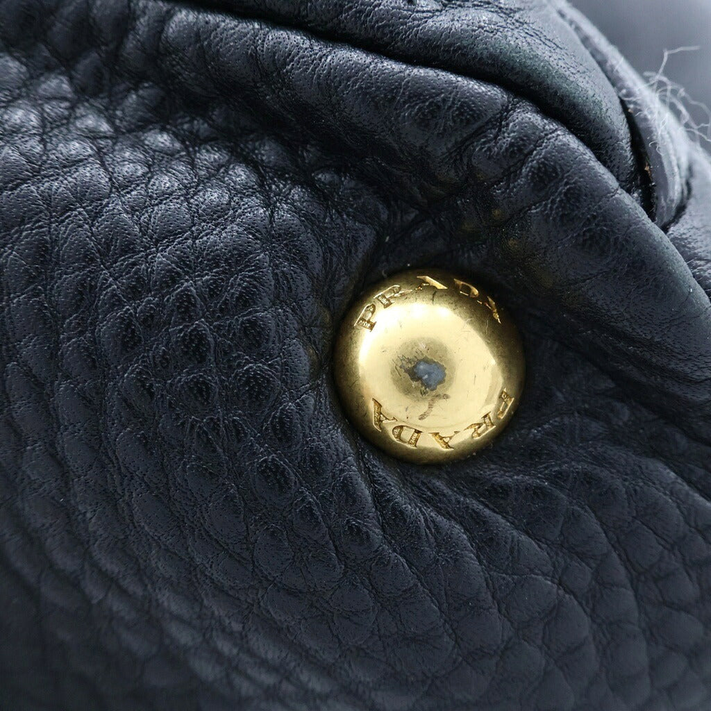 PRADA(プラダ) ロゴプレート ワンショルダーバッグ ブラック レザー BR4893 ゴールド金具
