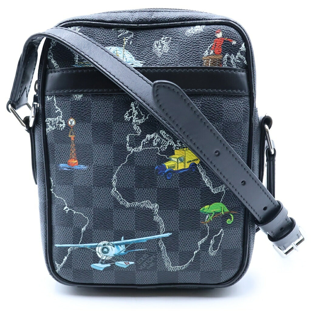 LOUIS VUITTON(ルイヴィトン) ダミエグラフィット ダヌーブPM ショルダーバッグ ブラック レザー×PVC N40239 シルバー金具