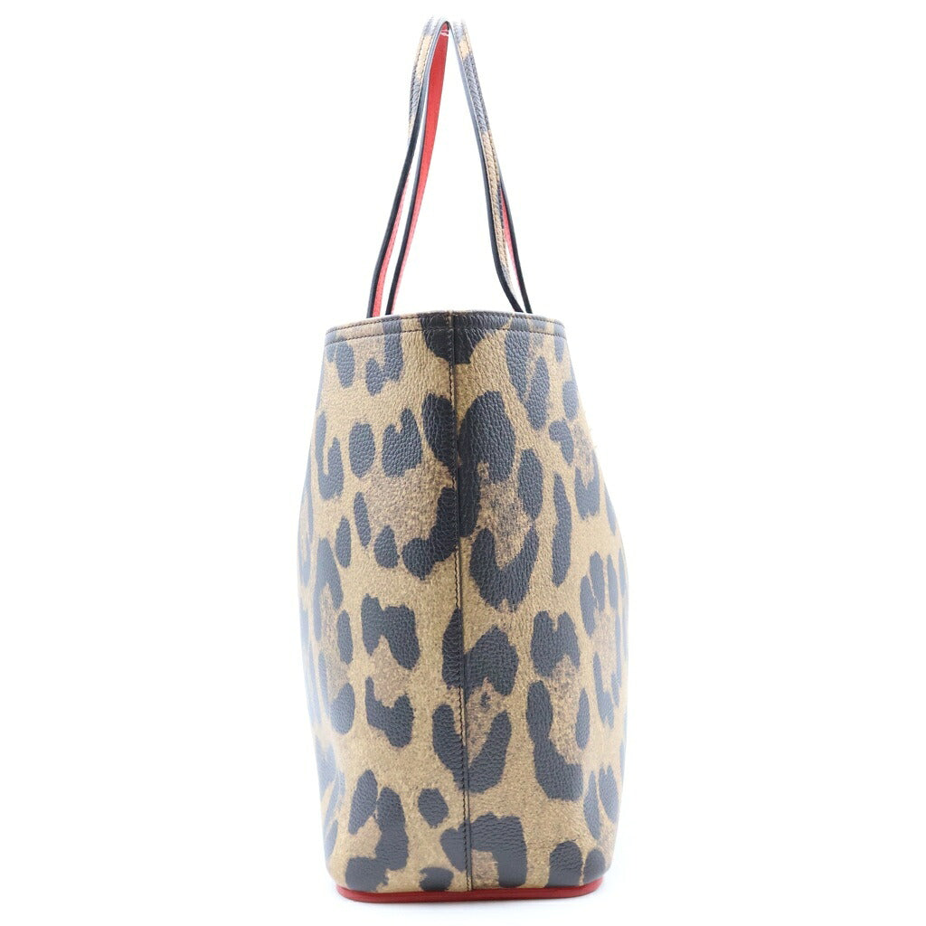 CHRISTIAN LOUBOUTIN(クリスチャンルブタン) カバタ スパイクスタッズ トートバッグ ハンドバッグ ブラウン レザー×PVC ゴールド金具