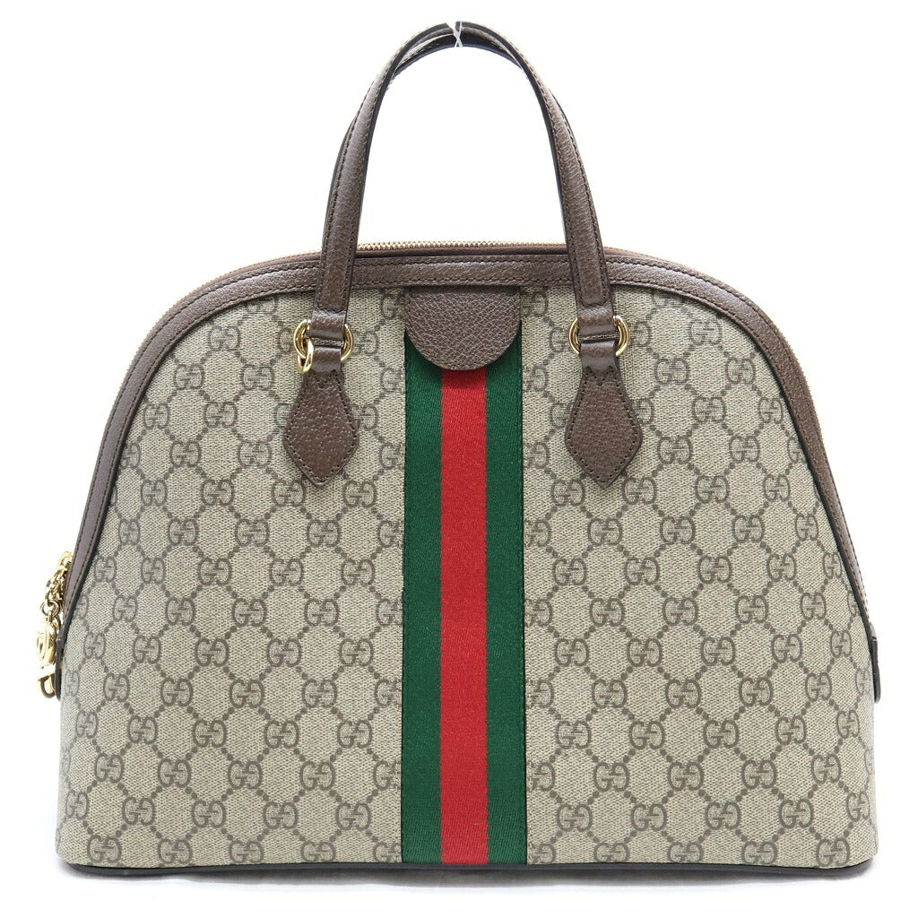 GUCCI(グッチ) GGスプリーム オフディア ハンドバッグ ブラウン×ベージュ PVC×レザー 524533 ゴールド金具
