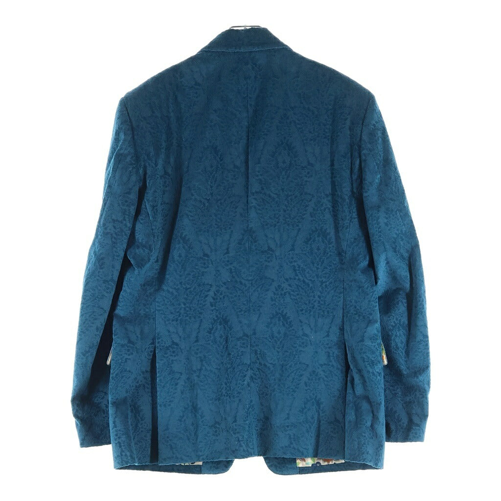 ETRO(エトロ) テーラードジャケット ペイズリー アニマル柄 コーデュロイ ブルーグリーン