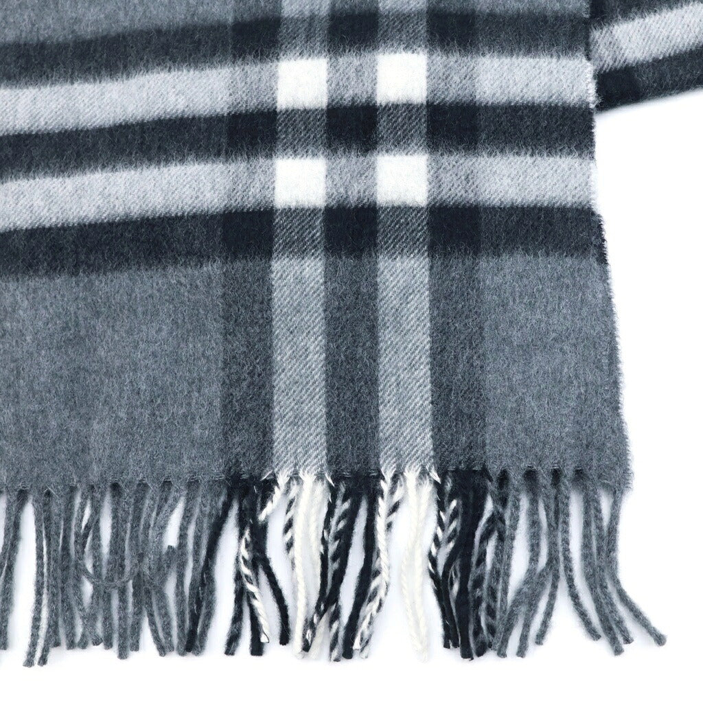 BURBERRY(バーバリー) ノバチェック ウールフリンジマフラー グレー 8112646