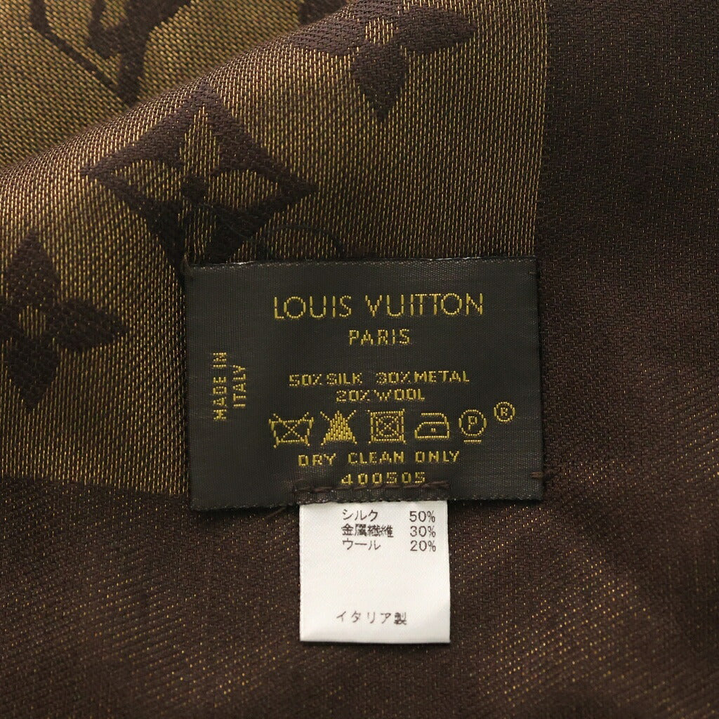 LOUIS VUITTON(ルイヴィトン) モノグラムシャイン 大判ストール ラメ ブラウン