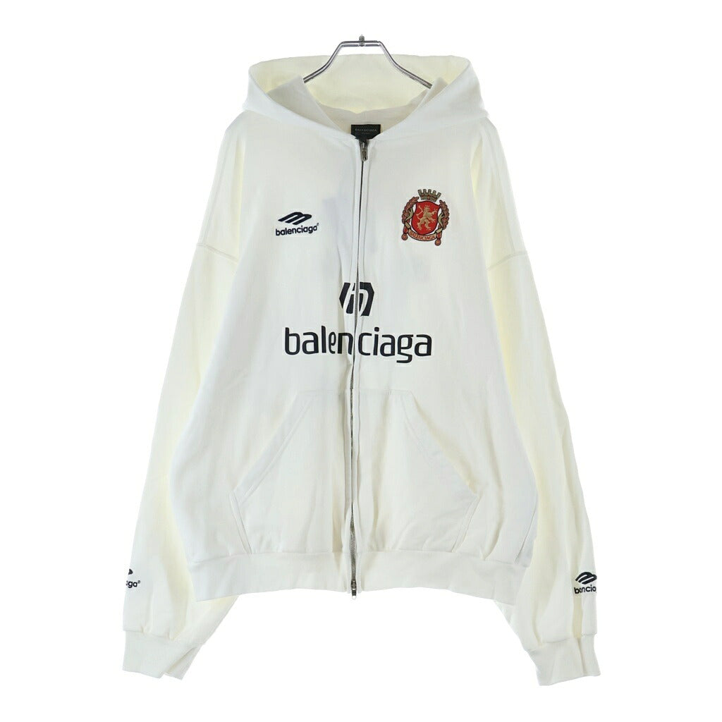 BALENCIAGA(バレンシアガ) Paris Soccer ジップアップ フーディー パーカー コットン ホワイト 744457