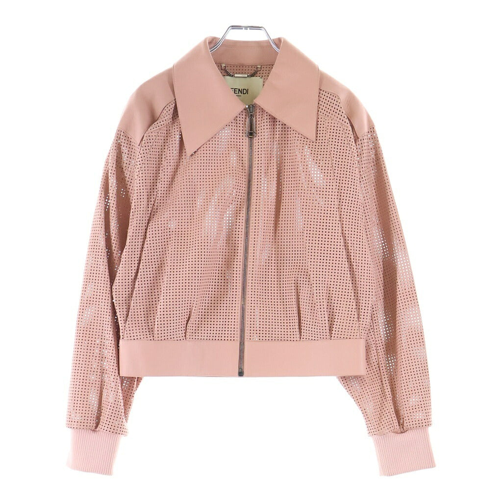 FENDI(フェンディ) パンチング ラムレザー ジップアップ ジャケット ピンク FPJ778