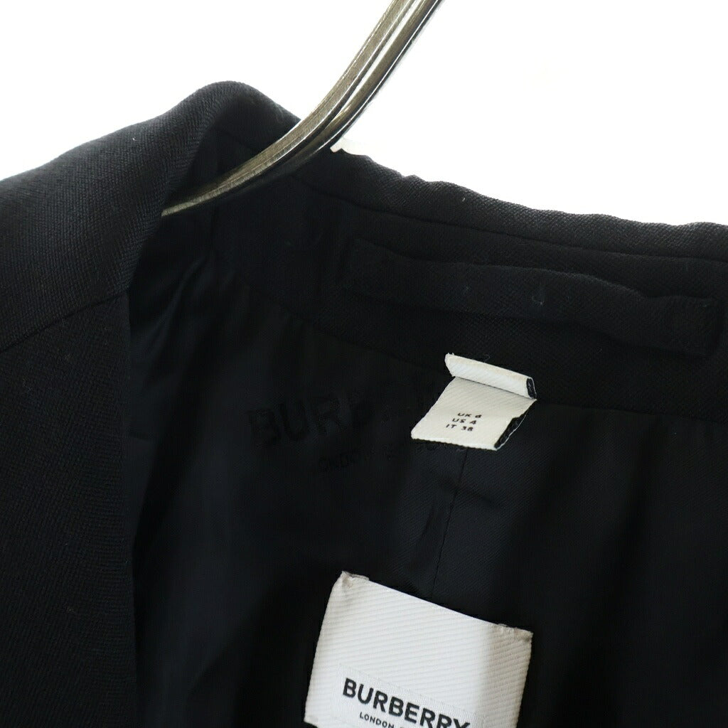 BURBERRY LONDON(バーバリーロンドン) Mellis Grain De Poudre Tailored Cape ウール ノースリーブ 2B ロング テーラード ジャケット コート ケープ ジレ ベスト ブラック 8032074