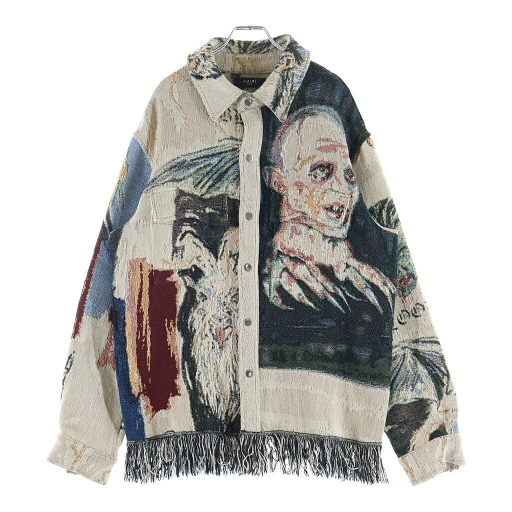 AMIRI(アミリ) Tapestry Blood 38 SHIRT タペストリー ブラッド ジャガード総柄 長袖シャツ ジャケット ベージュ