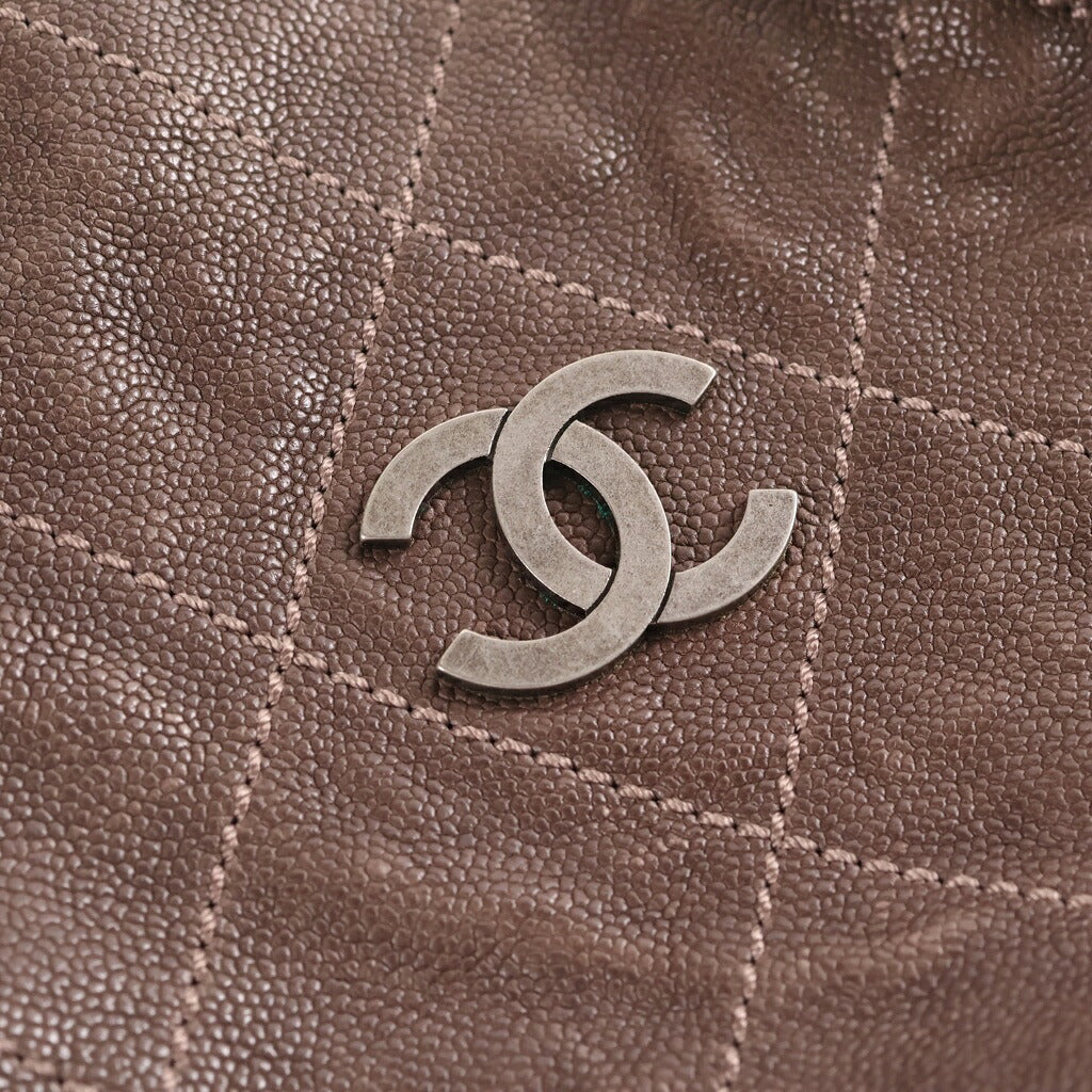 CHANEL(シャネル) ワイルドステッチ ココマーク ワンショルダーバッグ ブラウン キャビアスキン 10番台 シルバー金具