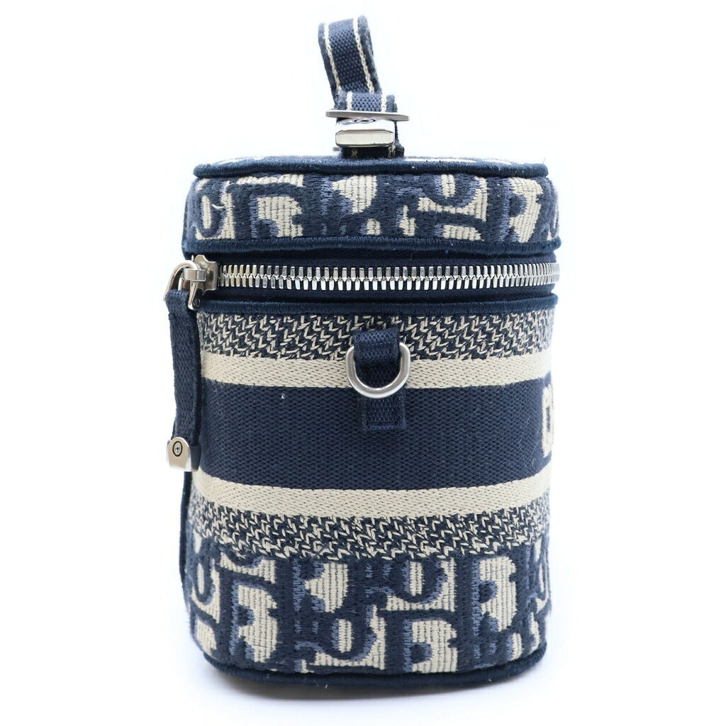 Christian Dior(クリスチャンディオール) オブリーク バニティバッグ スモール 2WAYハンドバッグ ショルダーバッグ ネイビー キャンバス シルバー金具