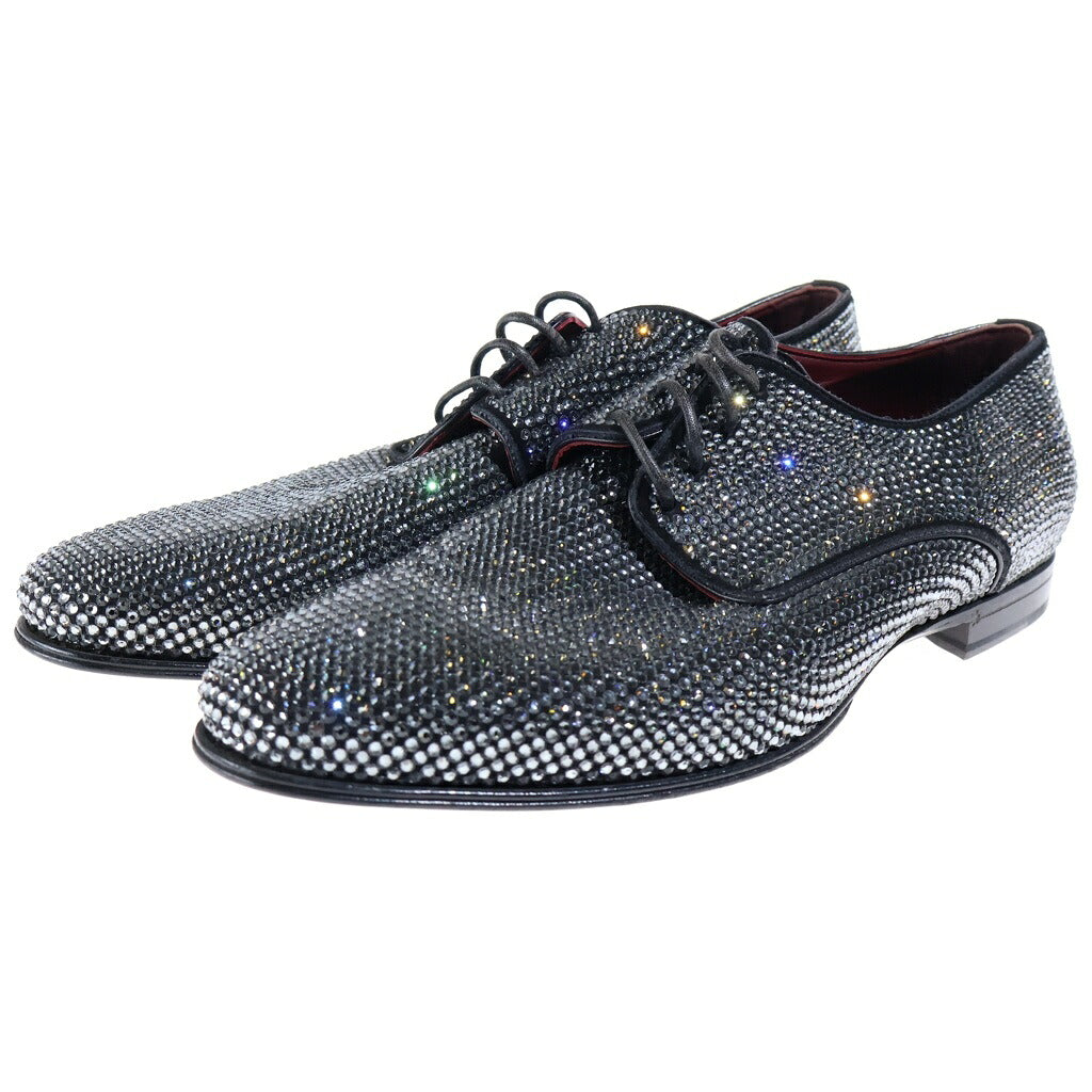 J&ANS DOLCE&GABBANA(ドルチェアンドガッバーナ) オールオーバー ラインストーン ダービーシューズ レースアップシューズ ブラック×シルバー