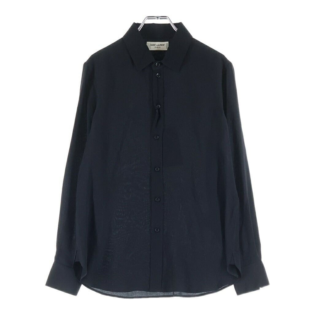 SAINT LAURENT PARIS(サンローランパリ) ユニフォーム 長袖シルクシャツ ブラック 636994