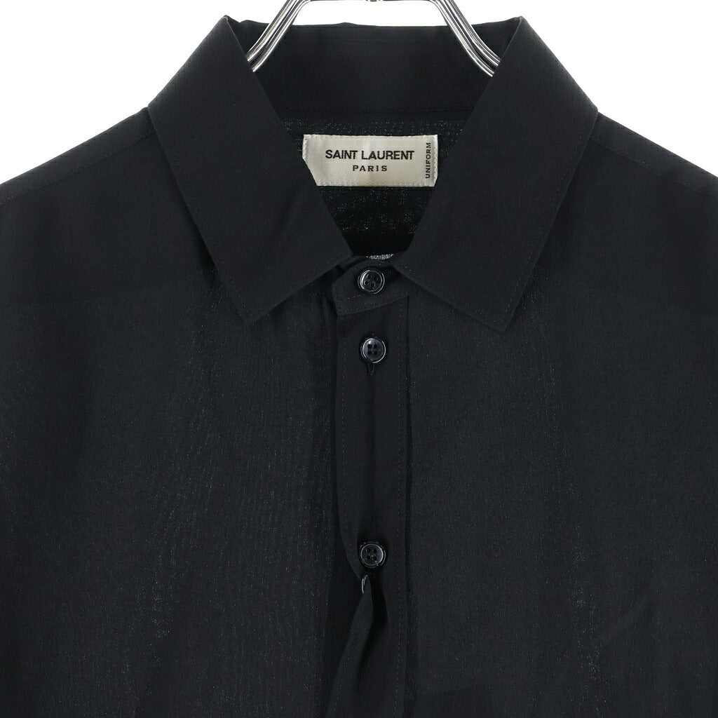 SAINT LAURENT PARIS(サンローランパリ) ユニフォーム 長袖シルクシャツ ブラック 636994
