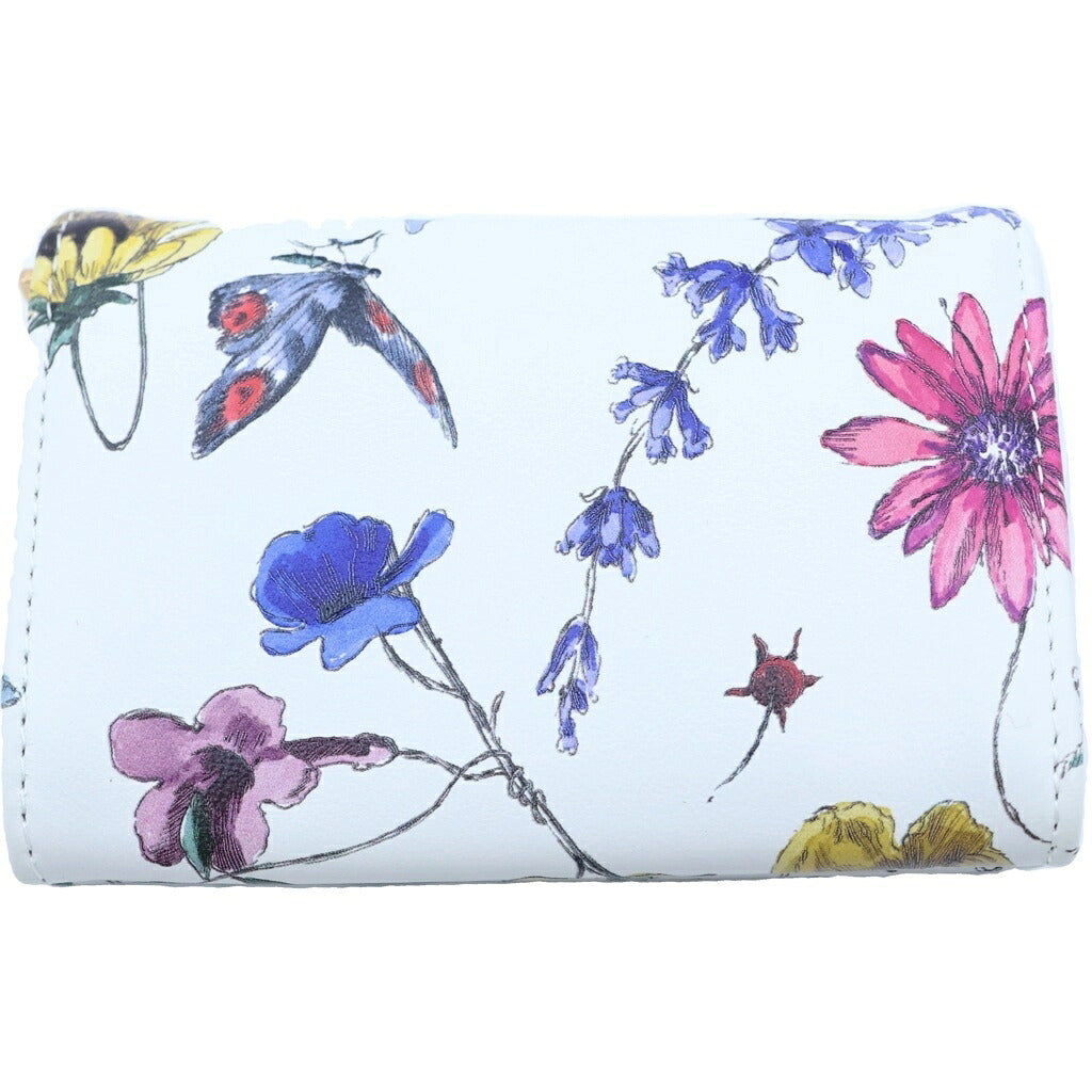 Christian Dior(クリスチャンディオール) カロ 花柄 フローラルプリント コンパクトウォレット 二つ折り財布 ホワイト レザー ゴールド金具