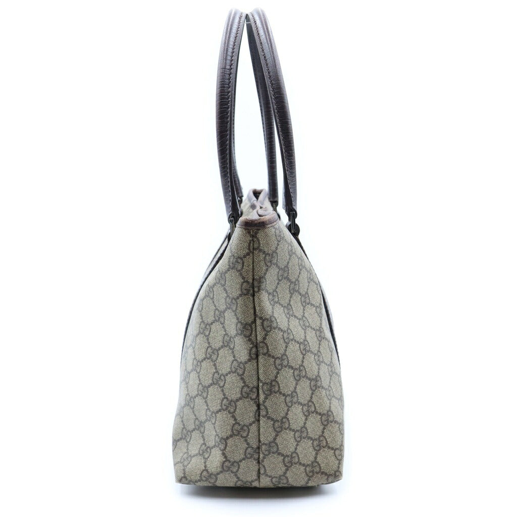 GUCCI(グッチ) GGスプリーム トートバッグ ハンドバッグ ベージュ×ブラウン PVC×レザー 114595