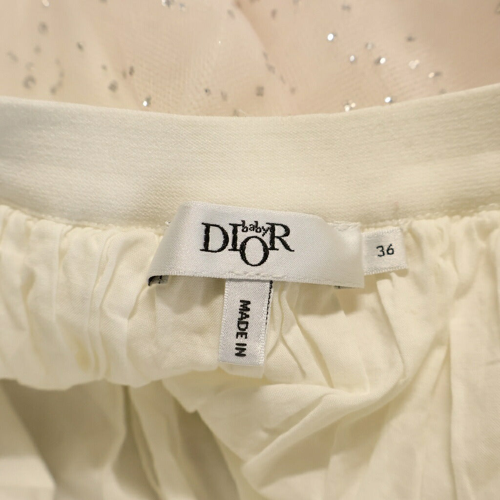 Christian Dior(クリスチャンディオール) スカート キッズ ラメ ラインストーン コットン ホワイト/ピンク 3SBM31SKT4 レディース