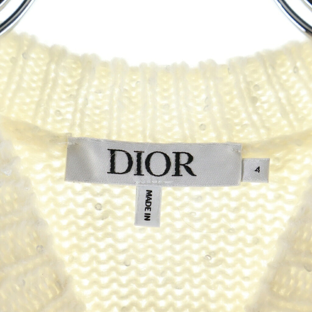 Christian Dior(クリスチャンディオール) ロゴ セーター ニット キッズ スパンコール 半袖 ホワイト 4SBM14DRSB レディース