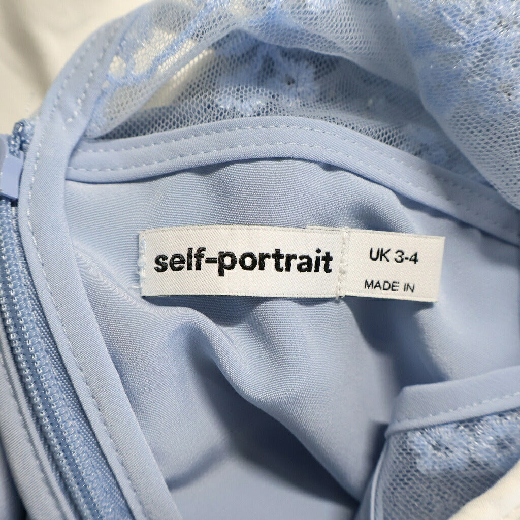NO BRAND(ノーブランド) Self-Portrait セルフポートレート ノースリーブ ワンピース ドレス キッズ フラワーモチーフ コットン スカイブルー レディース