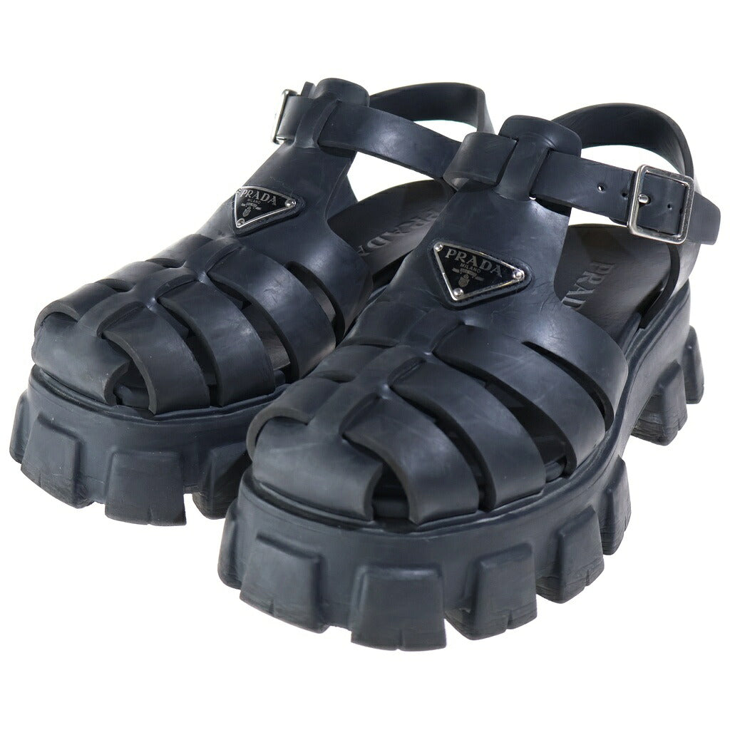 PRADA(プラダ) モノリス サンダル トライアングルロゴ ラバー ブラック 2X3083