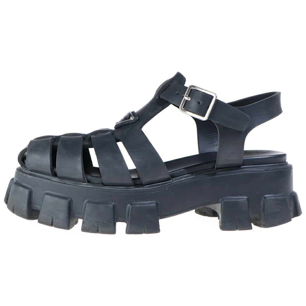 PRADA(プラダ) モノリス サンダル トライアングルロゴ ラバー ブラック 2X3083