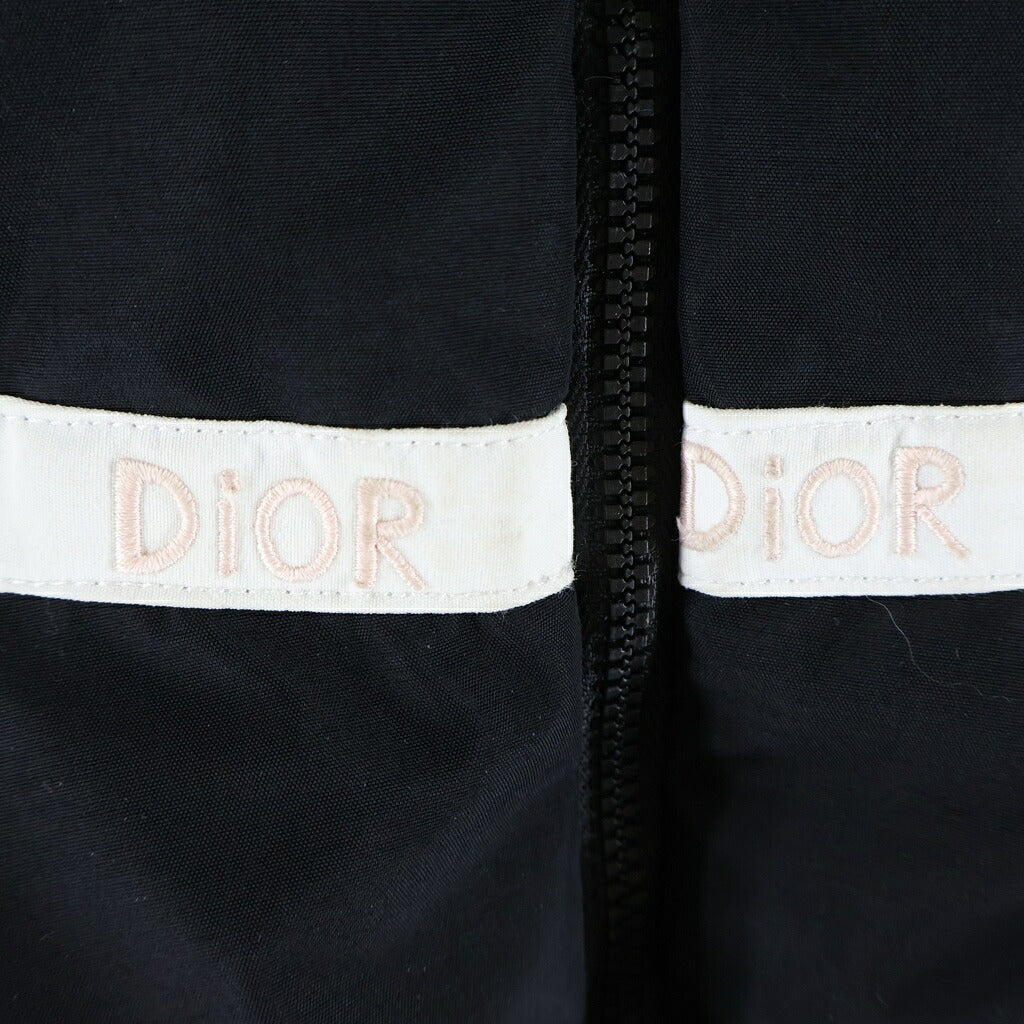Christian Dior(クリスチャンディオール) ロゴ ダウン ジャケット ファー付き フーディ ブラック レディース