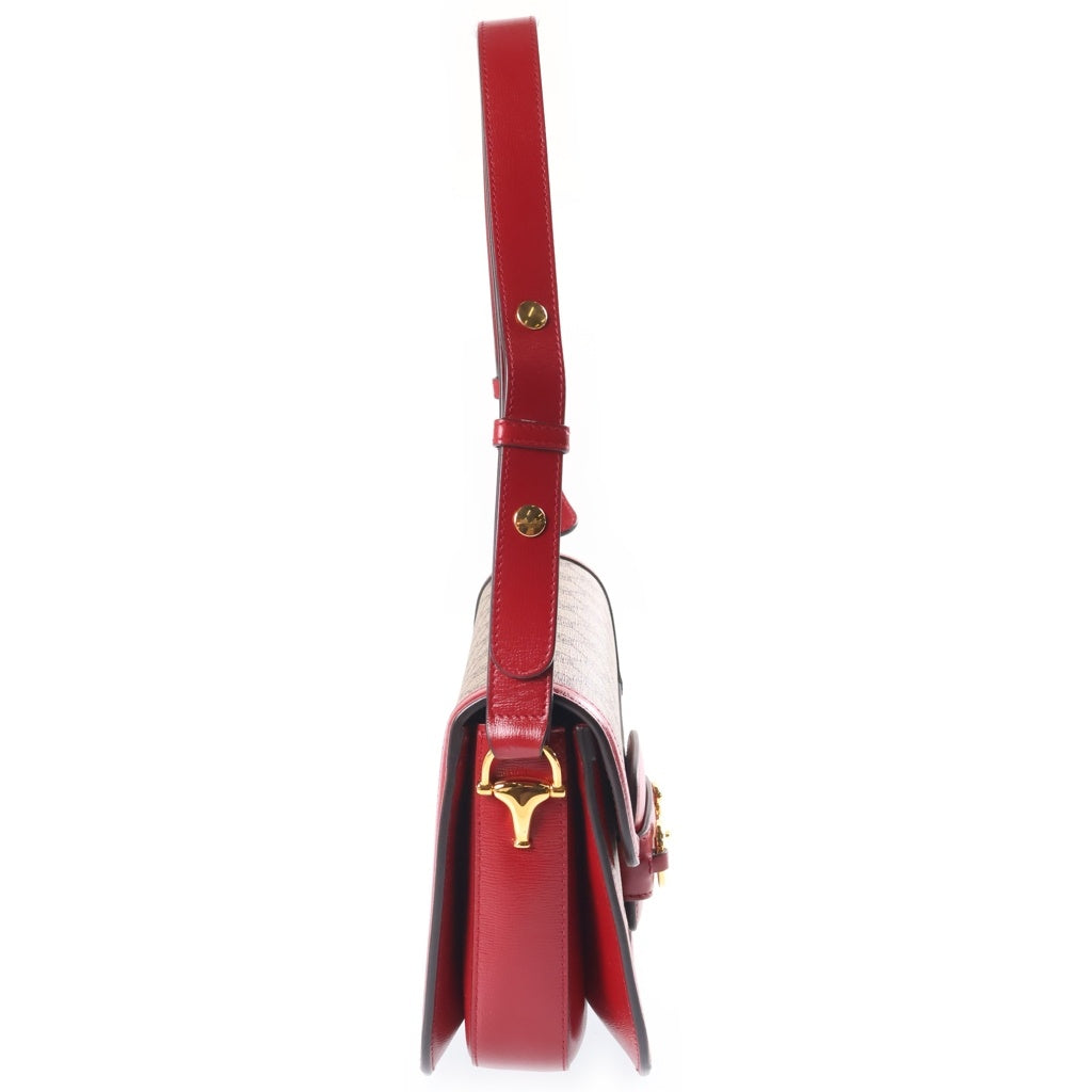 GUCCI(グッチ) GUCCI ホースビット1955 ショルダーバッグ ベージュ/レッド PVCレザー 602204