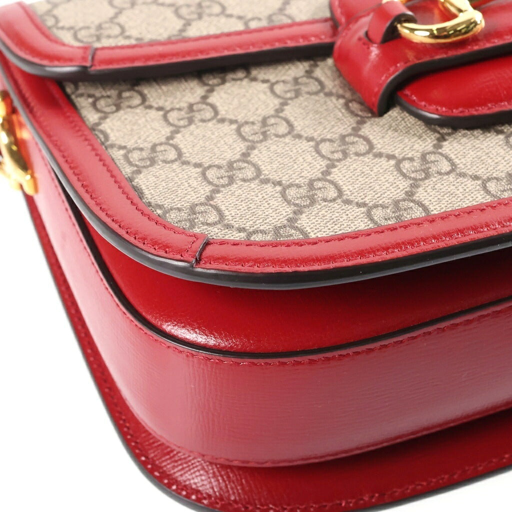 GUCCI(グッチ) GUCCI ホースビット1955 ショルダーバッグ ベージュ/レッド PVCレザー 602204