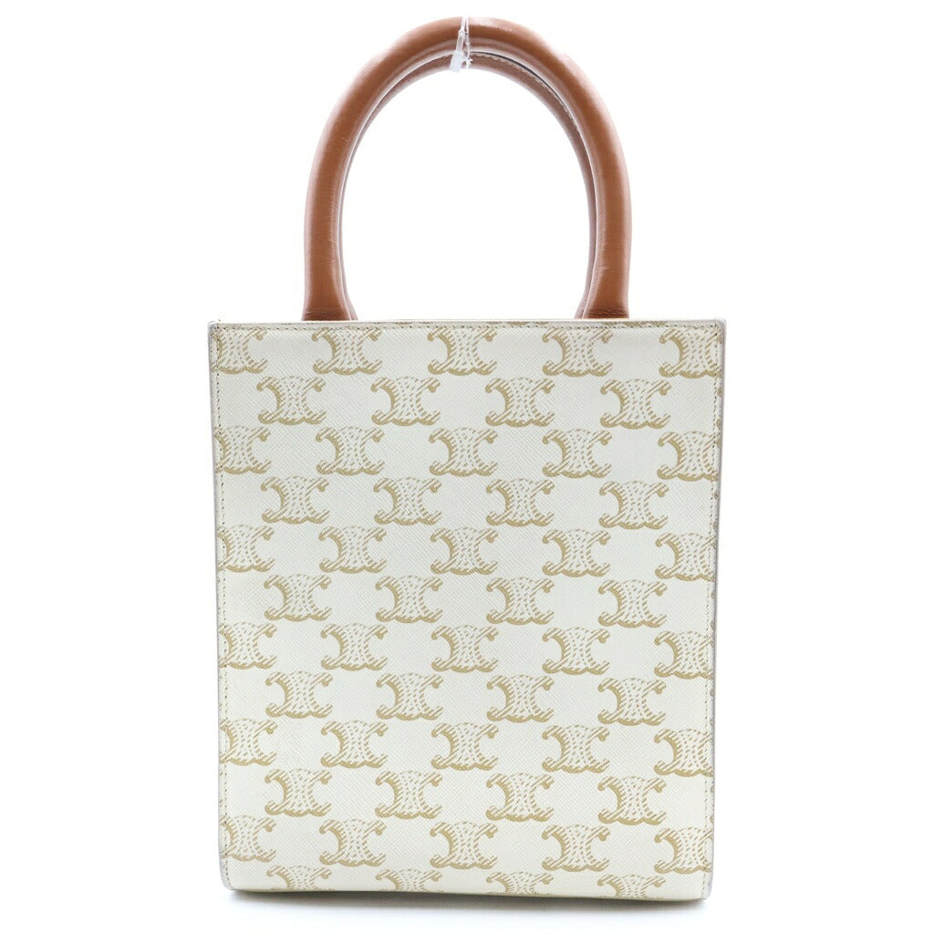 CELINE(セリーヌ) バーティカルカバ ミニ 2WAYハンドバッグ ショルダーバッグ ホワイト レザー×PVC ゴールド金具