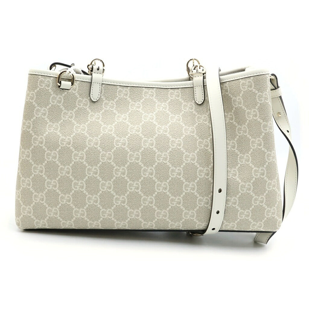 GUCCI(グッチ) GGエンブレム ラージ トートバッグ ホワイト レザー/キャンバス 815214