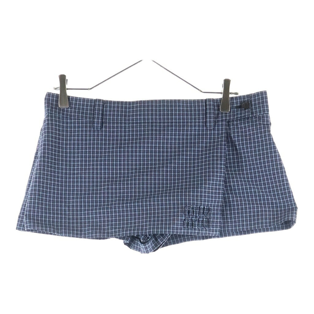 miumiu(ミュウミュウ) チェック柄 テクニカルファブリック ミニスカート グレー/ブルー