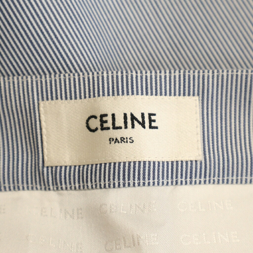 CELINE(セリーヌ) ストライプ プリーツスカート トリオンフボタン レディース