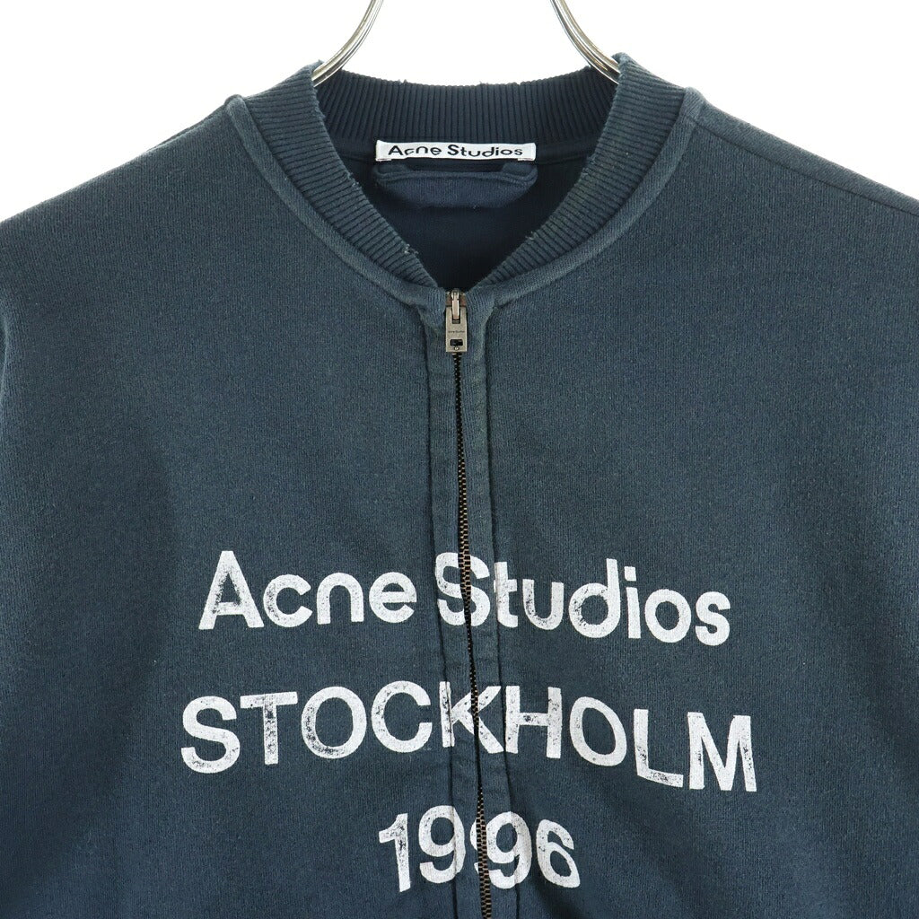 Acne Studios(アクネ ストゥディオズ) ジップ ロゴ スウェット 長袖 コットン ネイビー