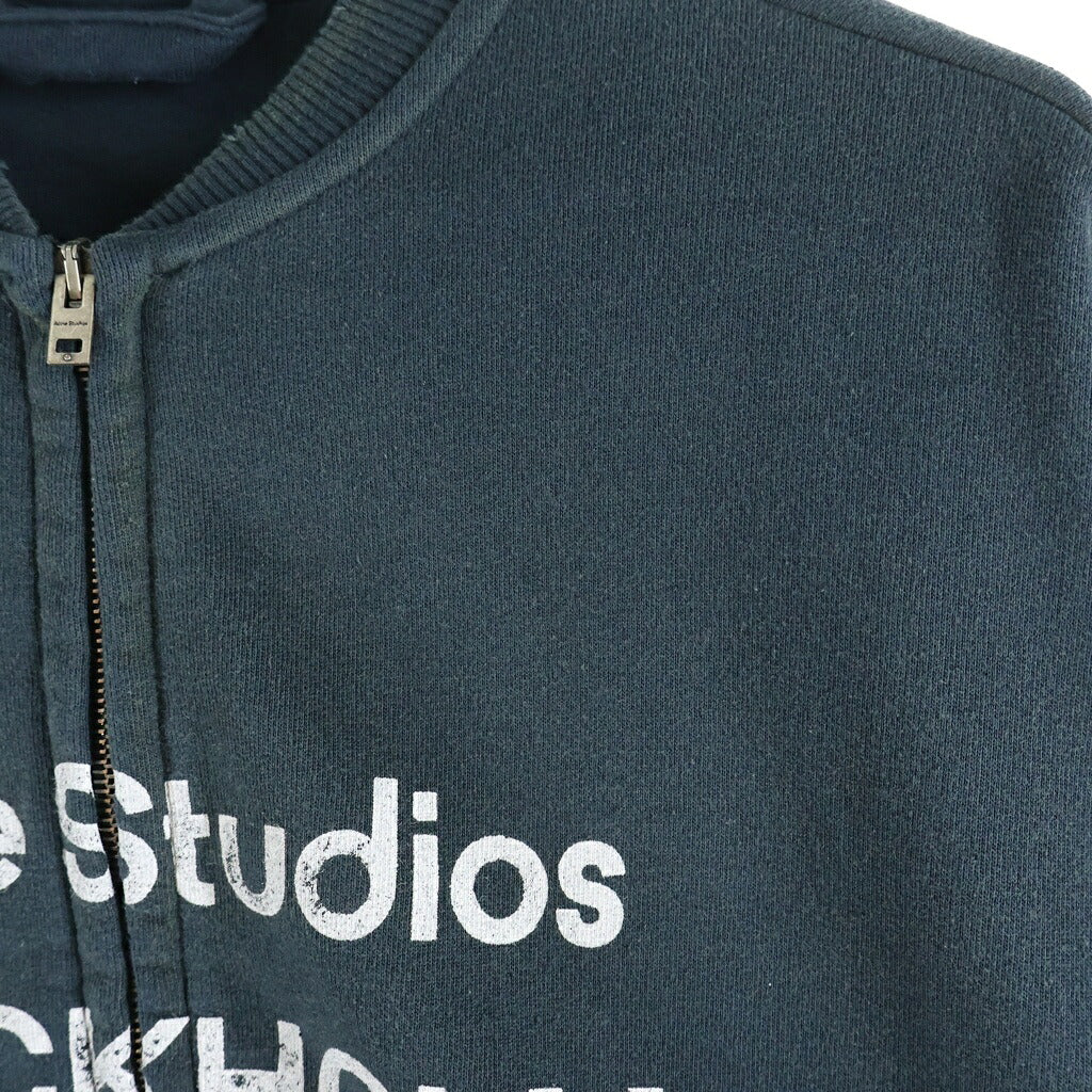 Acne Studios(アクネ ストゥディオズ) ジップ ロゴ スウェット 長袖 コットン ネイビー