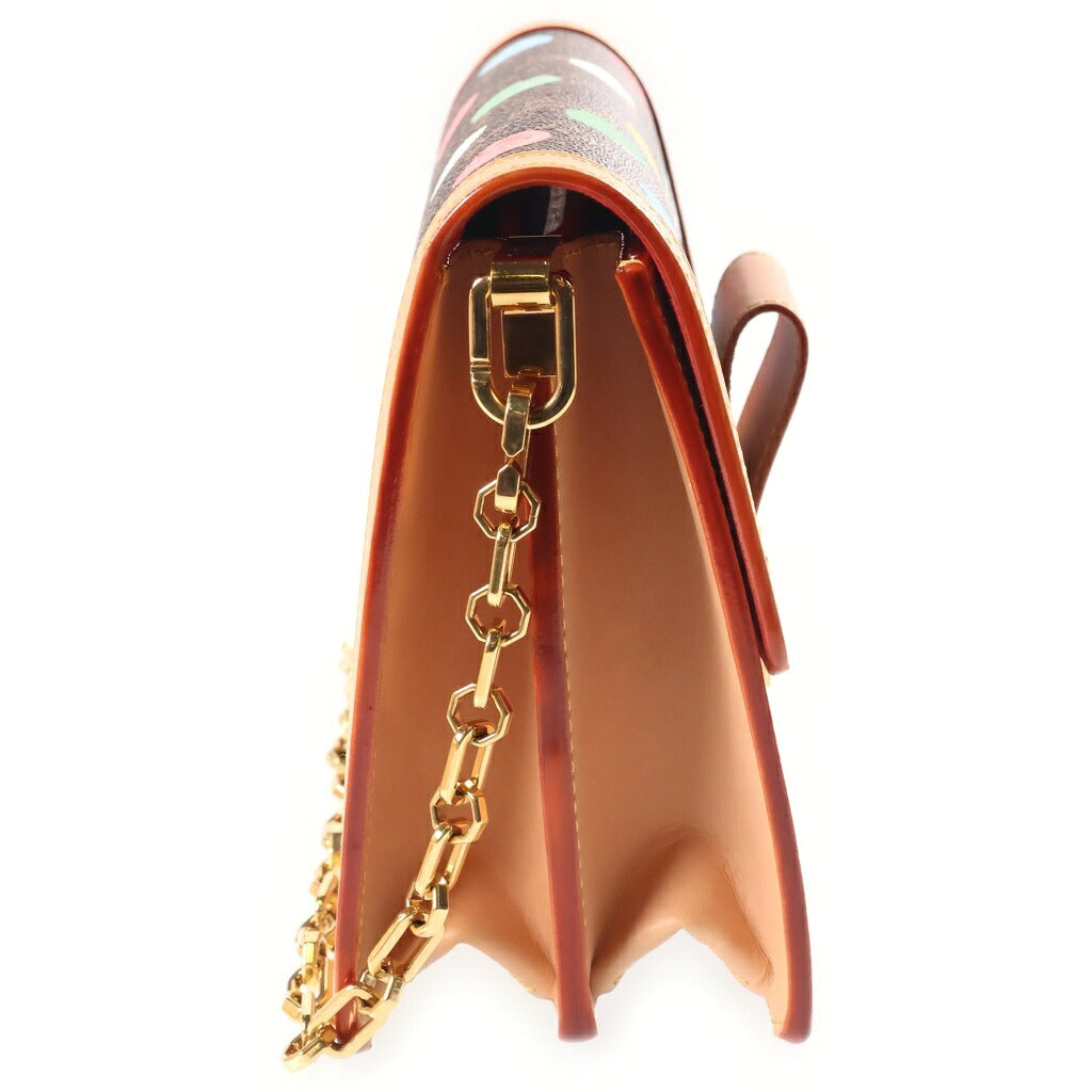 LOUIS VUITTON(ルイヴィトン) モノグラム ペインティッドドット ドーフィーヌMM ショルダーバッグ ブラウン レザー×PVC M46432 ゴールド金具