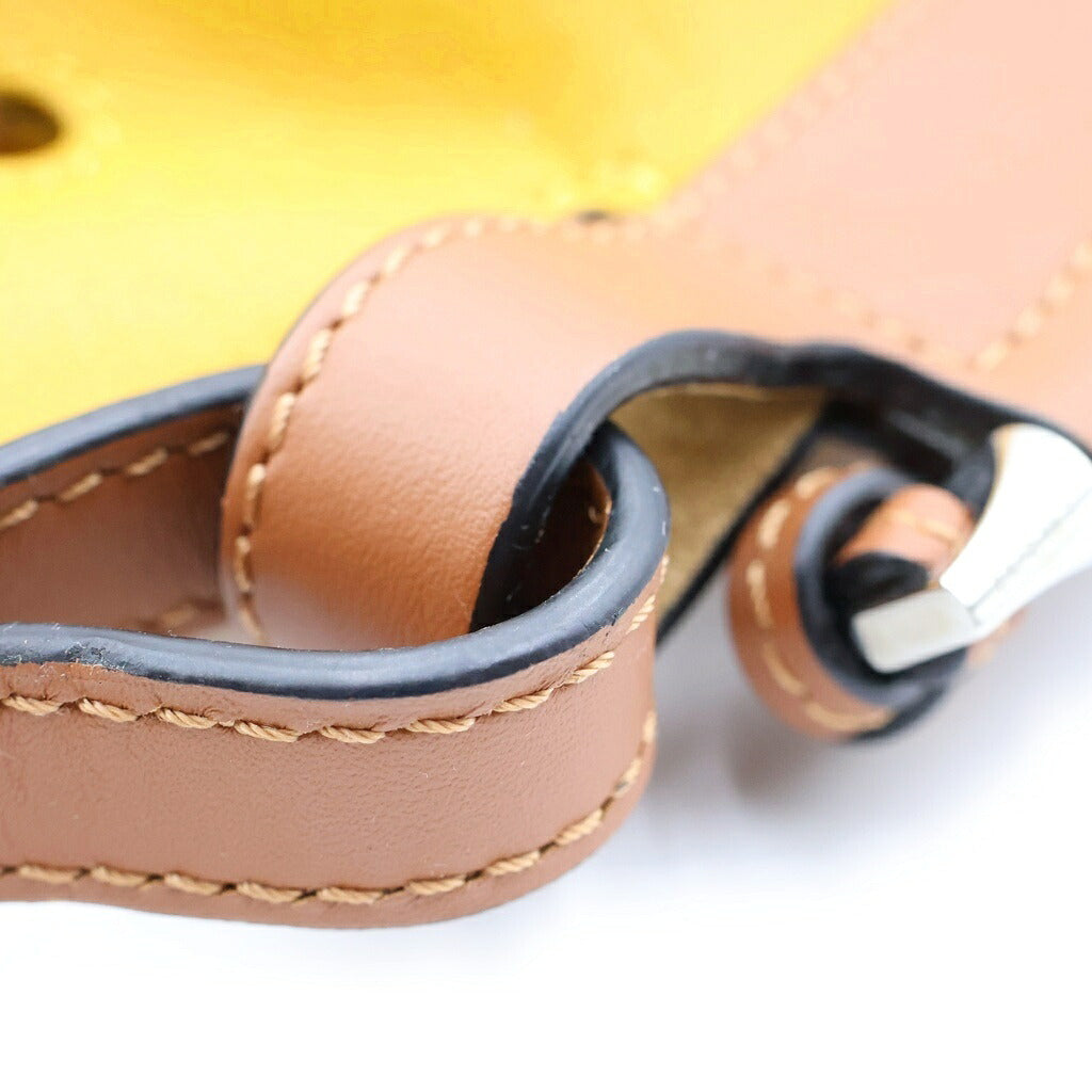 LOEWE(ロエベ) ホースシュー スモール ショルダーバッグ イエロー×ブラウン カーフレザー A826303X03 シルバー金具