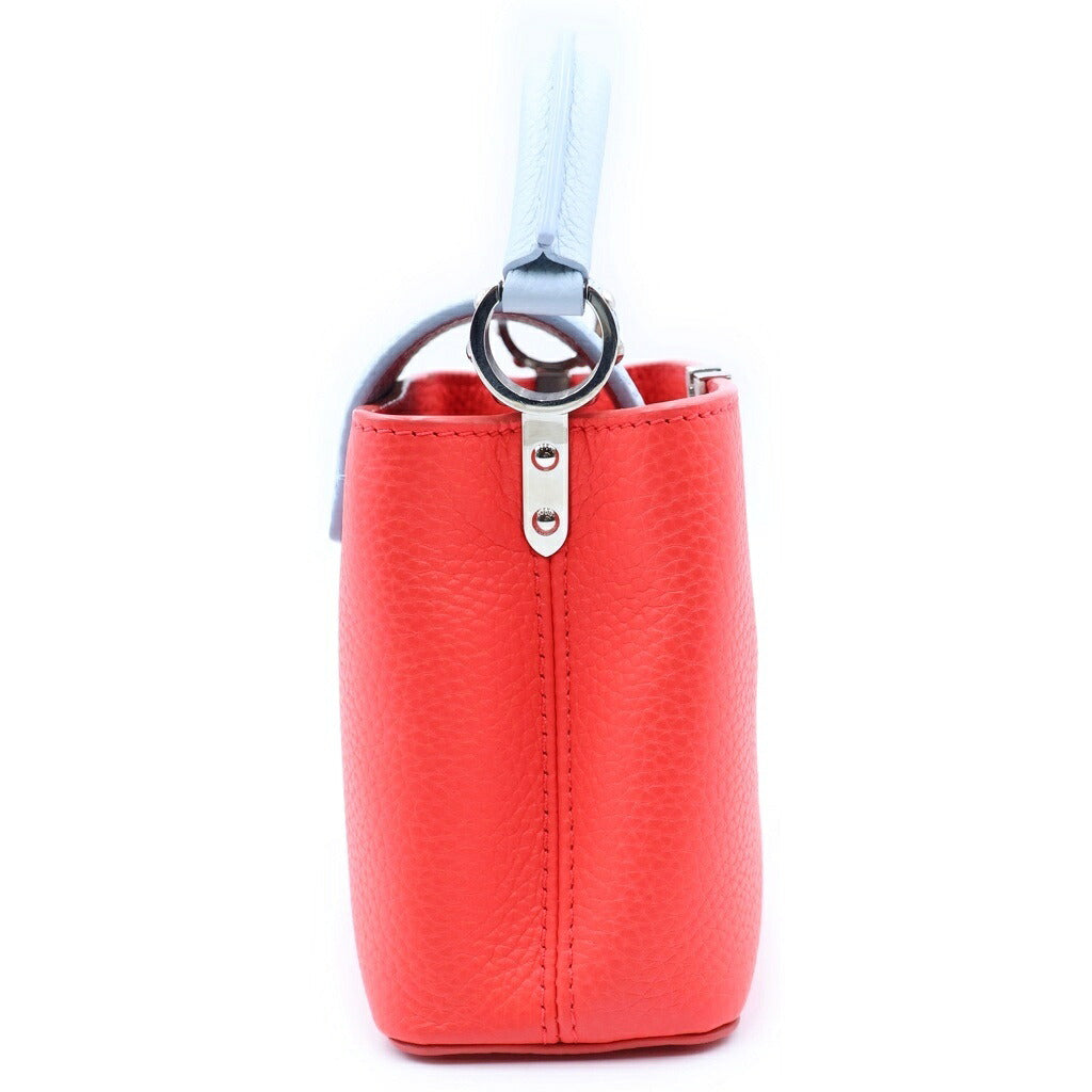 LOUIS VUITTON(ルイヴィトン) カプシーヌ MINI バイカラー 2WAYハンドバッグ ショルダーバッグ レッド×ライトブルー トリヨンレザー M57521 シルバー金具