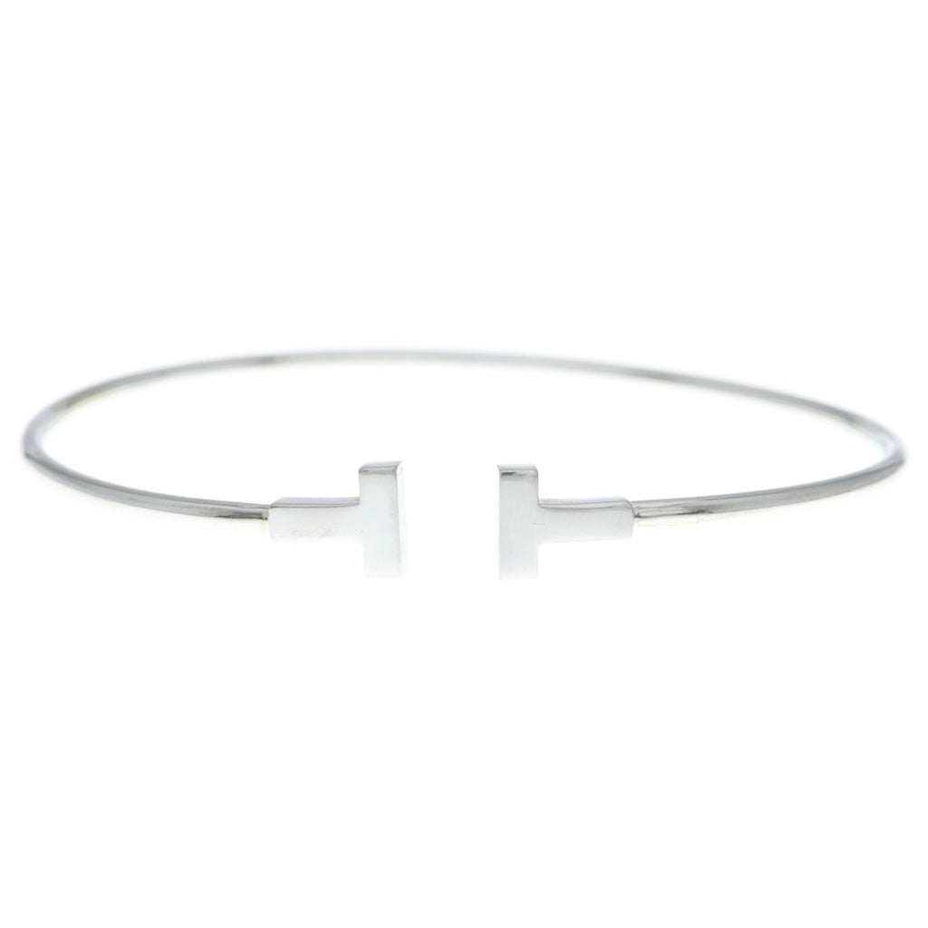 TIFFANY & Co.(ティファニー) Tナロー ワイヤー ブレスレット バングル ホワイトゴールド Au750WG