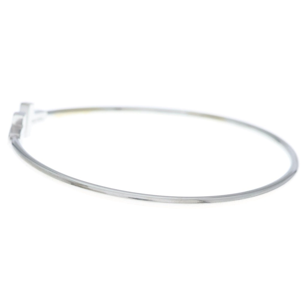 TIFFANY & Co.(ティファニー) Tナロー ワイヤー ブレスレット バングル ホワイトゴールド Au750WG