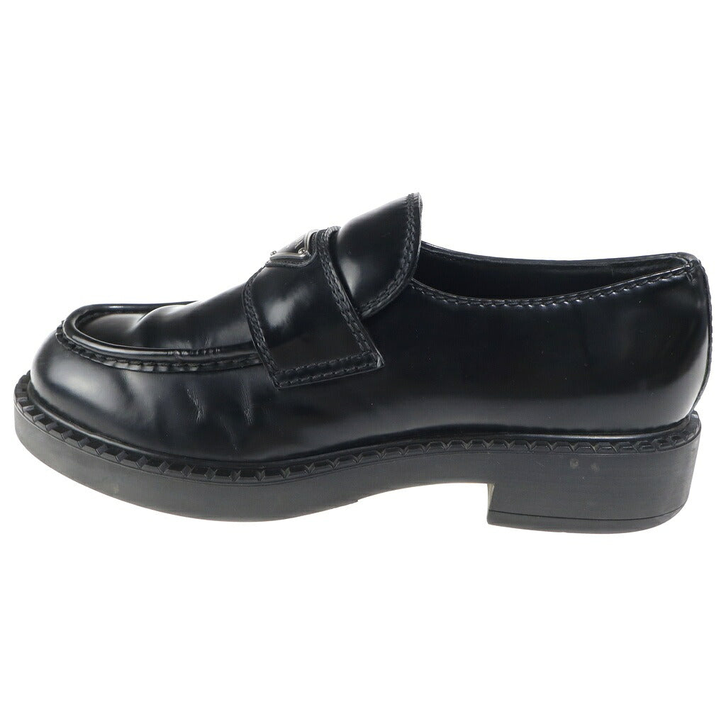 PRADA(プラダ) チョコレート ブラッシュドレザー ローファー レザー ブラック 2DE127