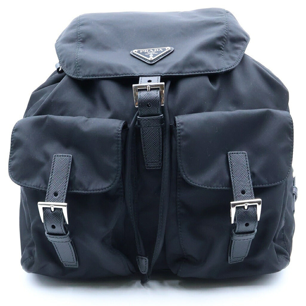 PRADA(プラダ) Re-Nyion トライアングルロゴ バックパック リュックサック ミディアム ブラック ナイロン 1BZ811