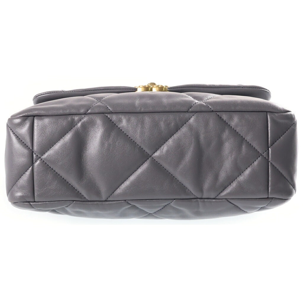 CHANEL(シャネル) シャネル19 ラージ ハンドバッグ ショルダーバッグ 2WAY グレー ゴールド×シルバー金具 ラムスキン プレート AS1161