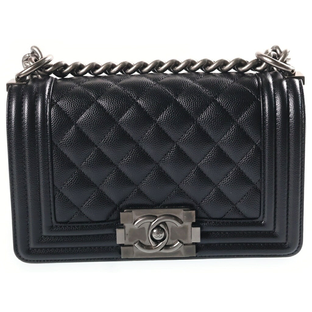 CHANEL(シャネル) ボーイシャネル20 チェーンショルダーバッグ ハンドバッグ ブラック キャビアスキン A67085 プレート