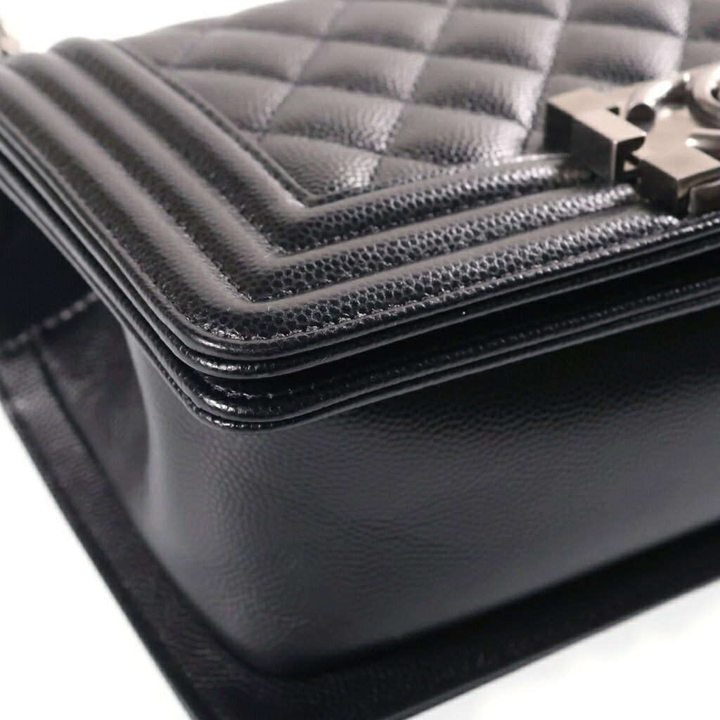 CHANEL(シャネル) ボーイシャネル20 チェーンショルダーバッグ ハンドバッグ ブラック キャビアスキン A67085 プレート