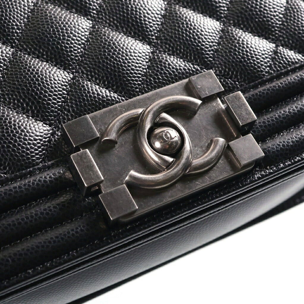 CHANEL(シャネル) ボーイシャネル20 チェーンショルダーバッグ ハンドバッグ ブラック キャビアスキン A67085 プレート