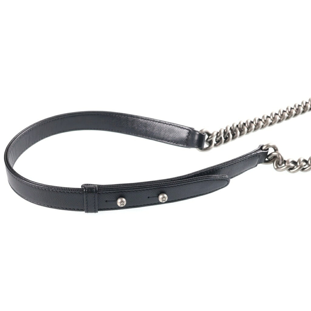 CHANEL(シャネル) ボーイシャネル20 チェーンショルダーバッグ ハンドバッグ ブラック キャビアスキン A67085 プレート