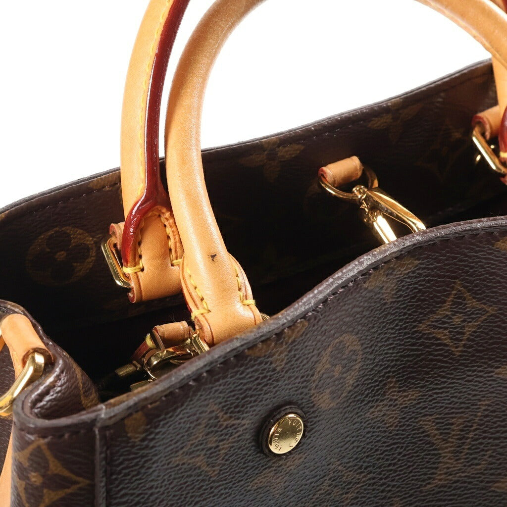 LOUIS VUITTON(ルイヴィトン) モノグラム モンテーニュBB 2WAYハンドバッグ ショルダーバッグ ブラウン レザー×PVC M41055 ゴールド金具