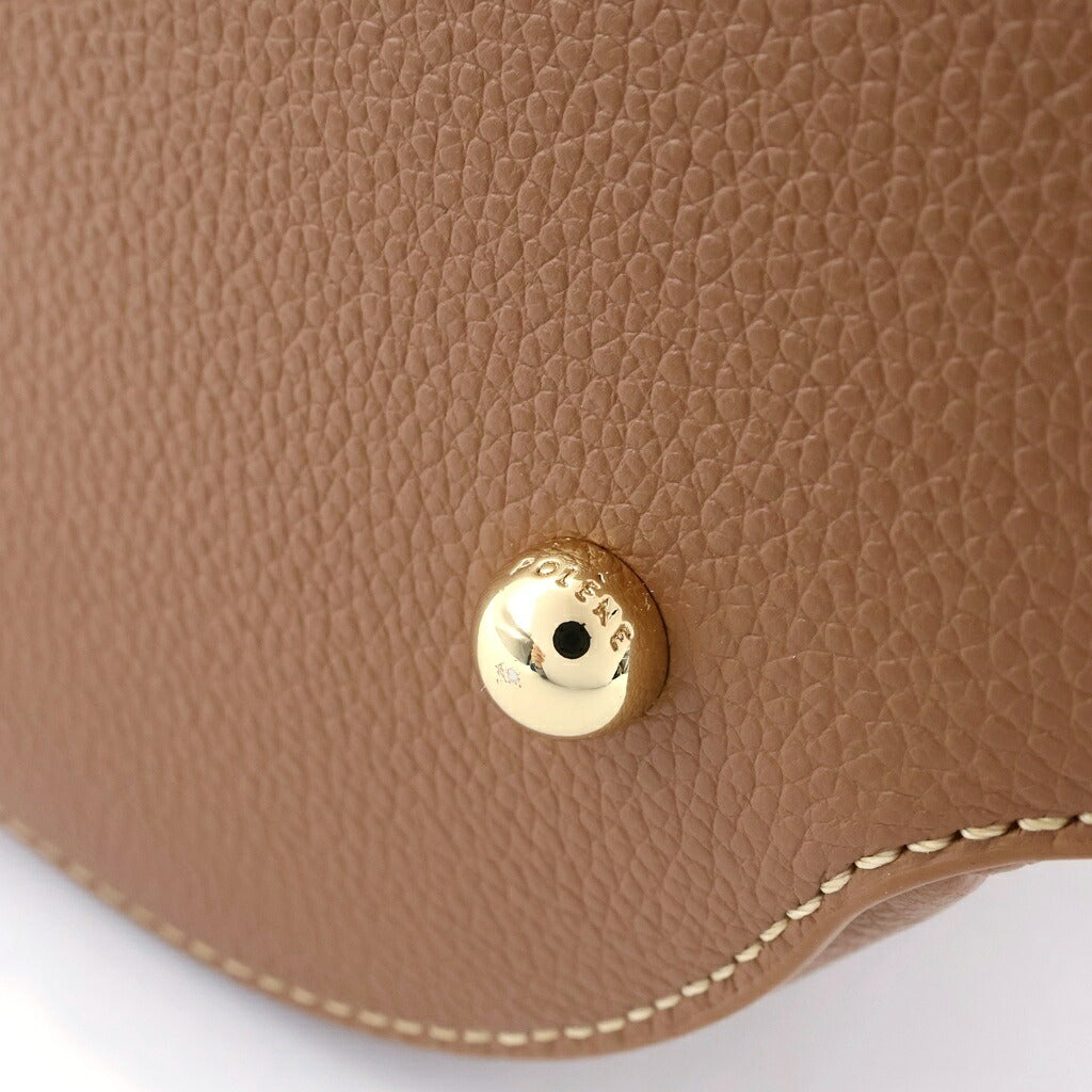 Polene(ポレーヌ) カヌレ 2WAYハンドバッグ ショルダーバッグ ブラウン レザー ゴールド金具